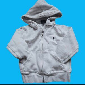 Polo Ralph Lauren Boys White Fleece Full Zip Hoodie Jacket Size 4/4T